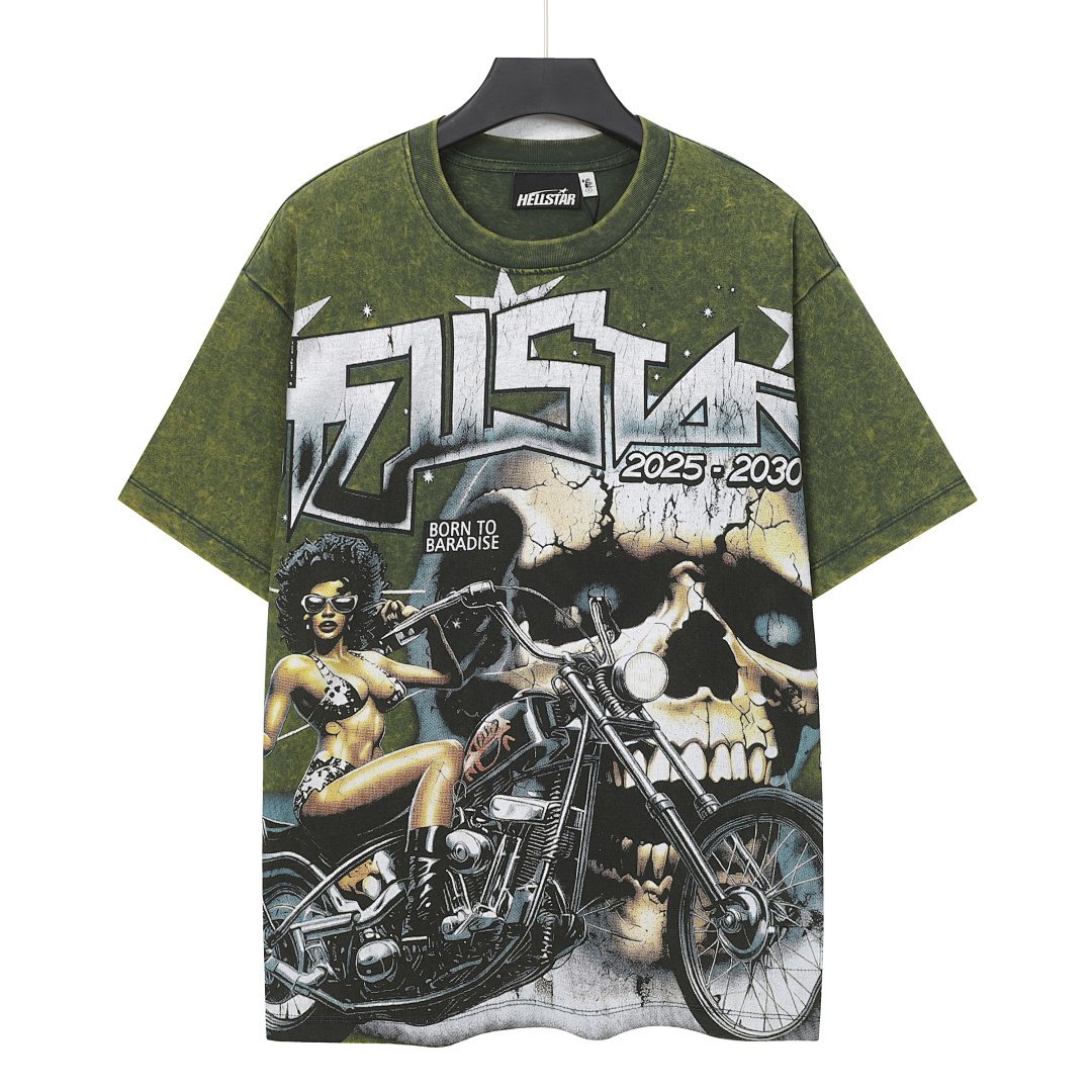 HS Biker Skull Flame Graphic T-Shirt ¡ª front