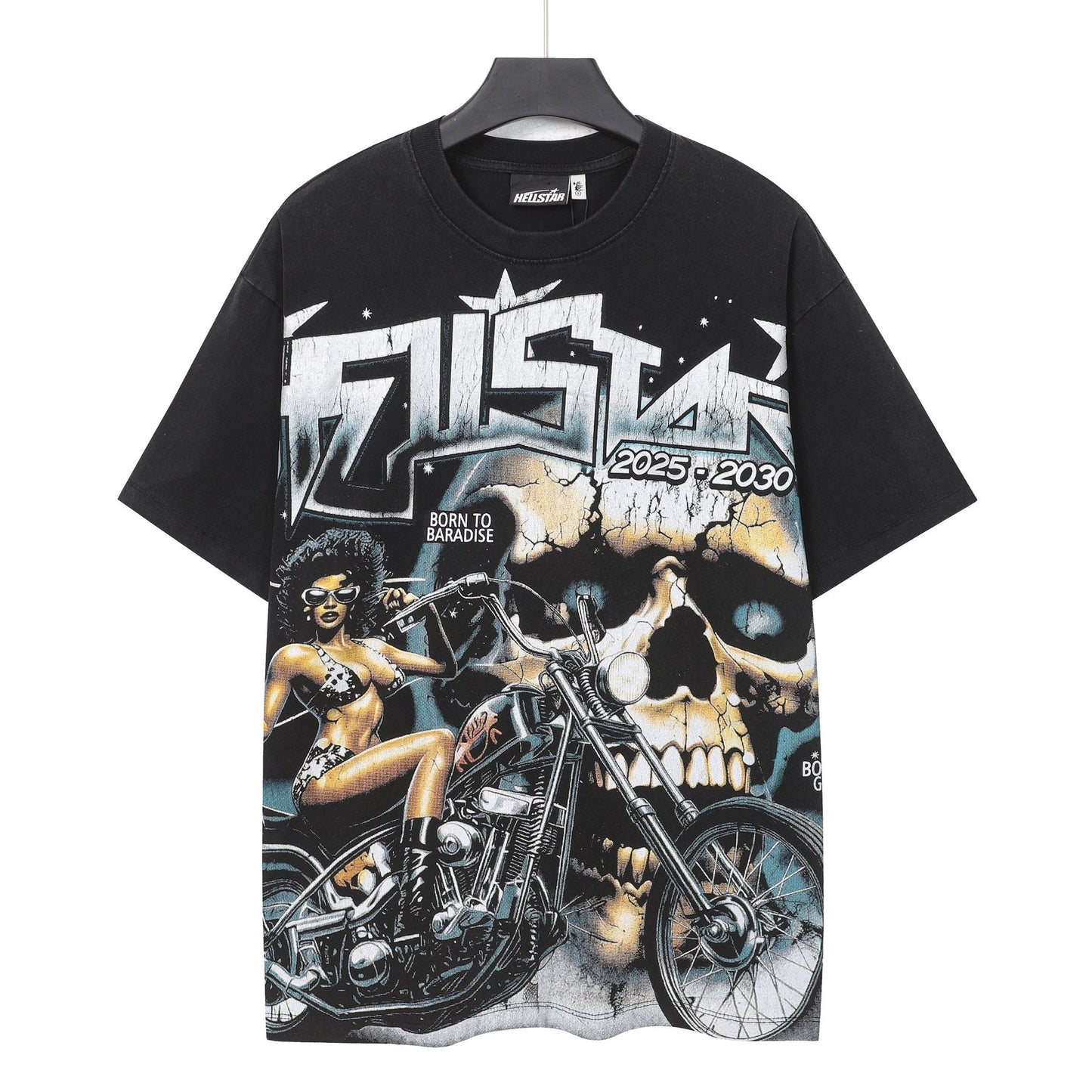 HS Biker Skull Flame Graphic T-Shirt ¡ª front