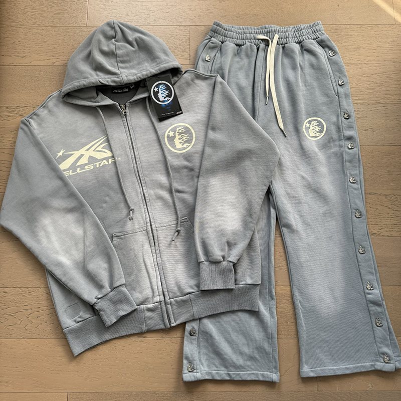 HS Gray Zip Hoodie and Pants Set ¡ª front