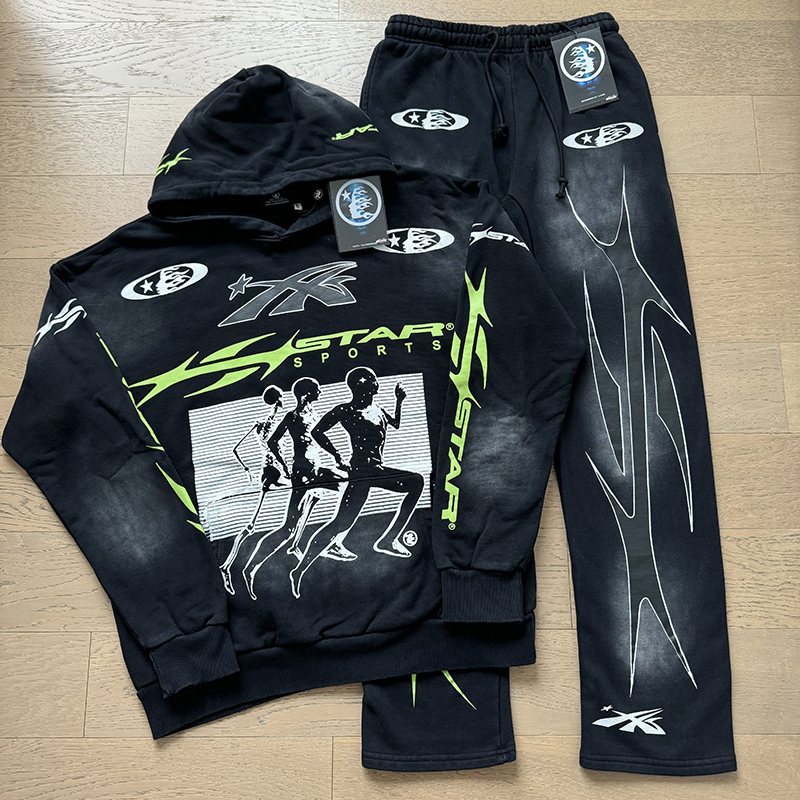 HS Green Runner Graphic Hoodie & Pants Set ¡ª front