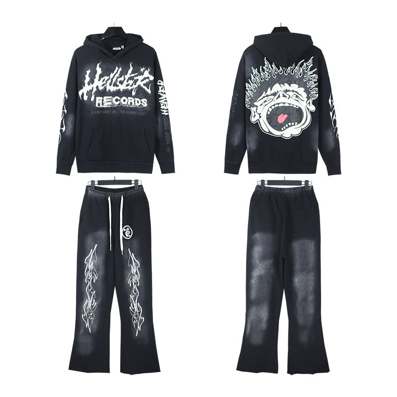 HS Records Mouth Graphic Hoodie & Pants Set ¡ª front
