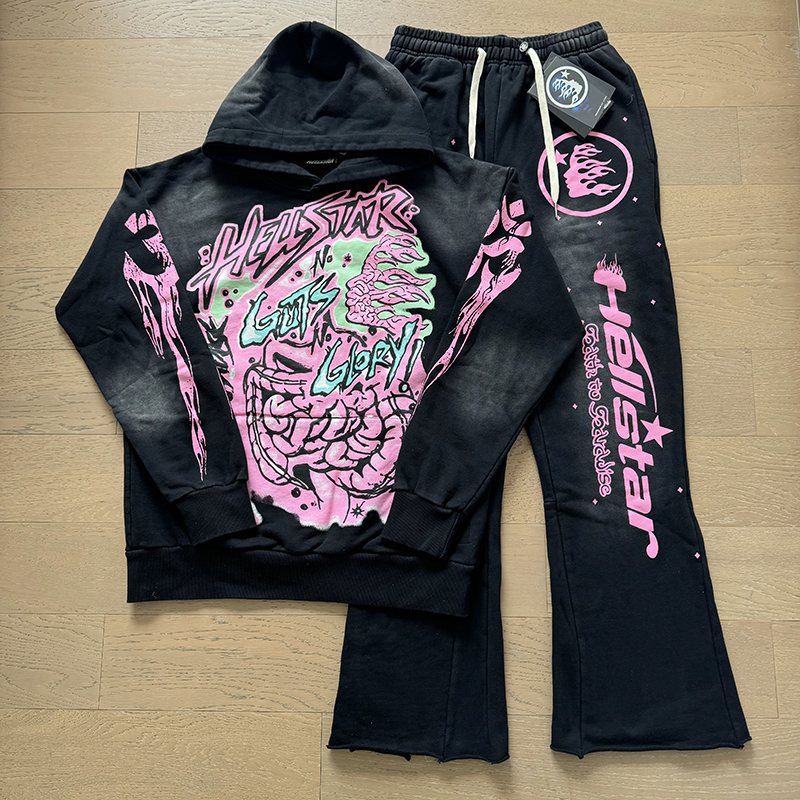 HS Pink Monster Graphic Hoodie & Pants Set ¡ª front