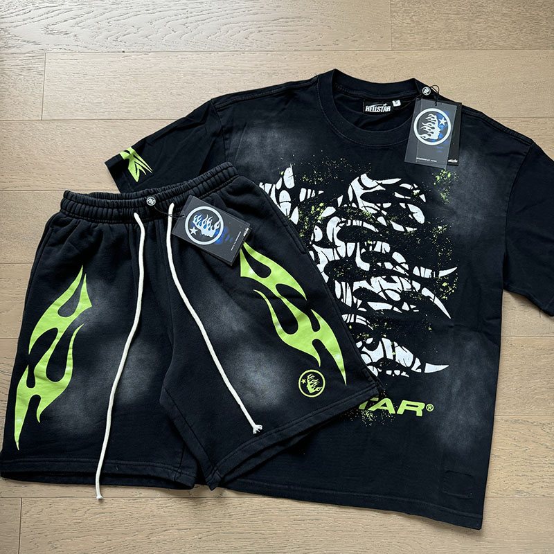 HS Distressed Creature Graphic T-Shirt & Shorts Set ¡ª front