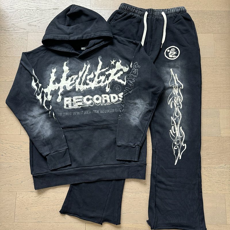 HS Flame Graphic Hoodie and Sweatpants Set ¡ª front