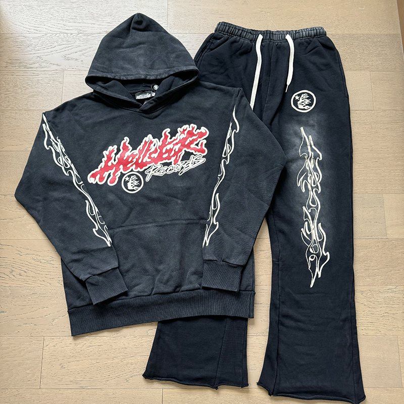HS Records Flame Hoodie & Sweatpants Set ¡ª front
