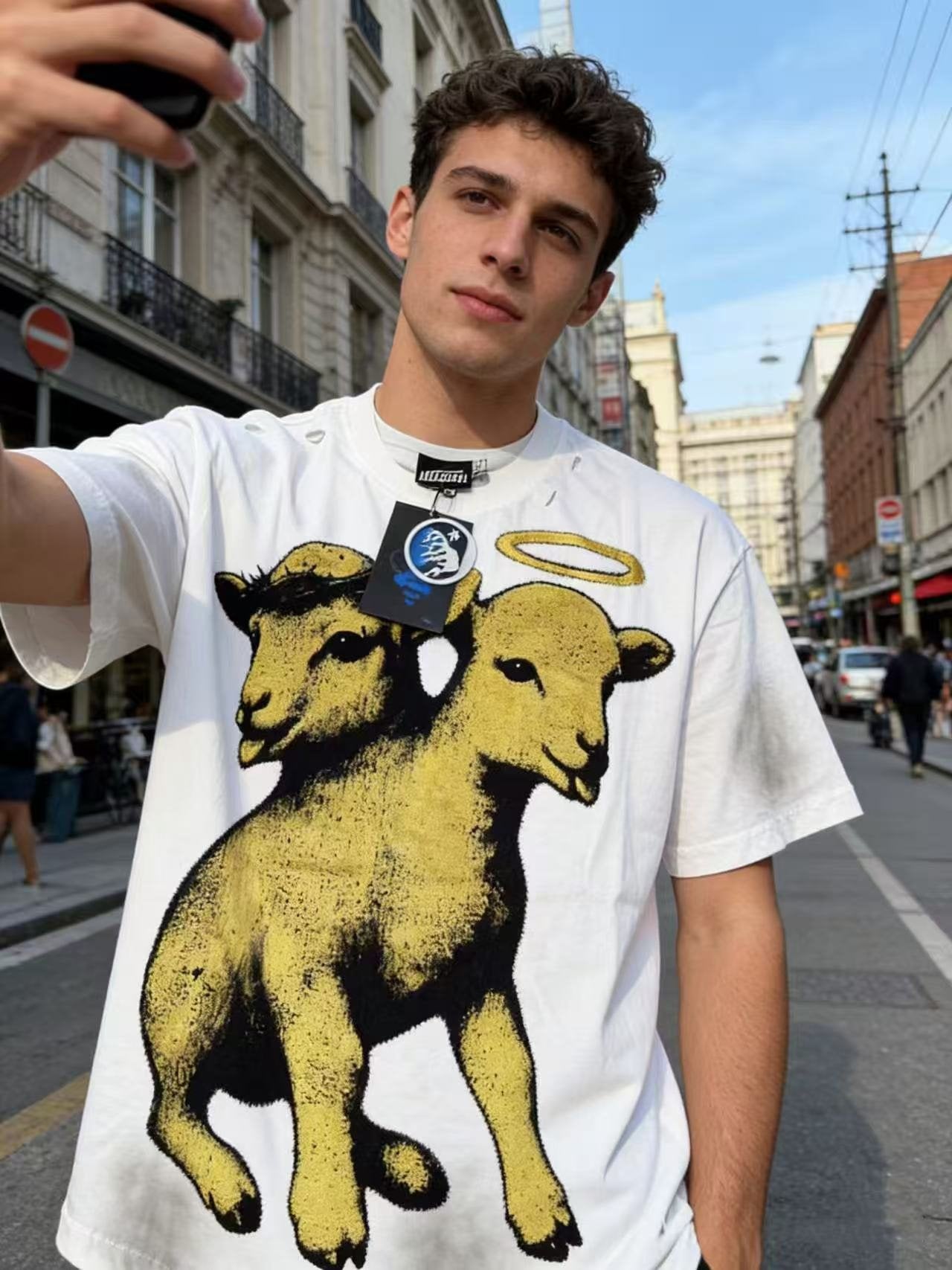 HS Two-Headed Lamb Graphic T-Shirt ¡ª model