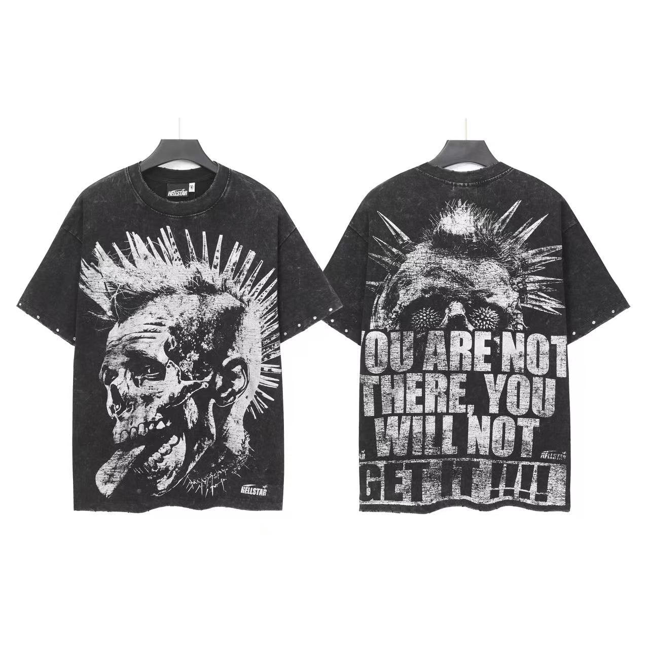 HS Spiked Skull Graphic T-Shirt ¡ª front