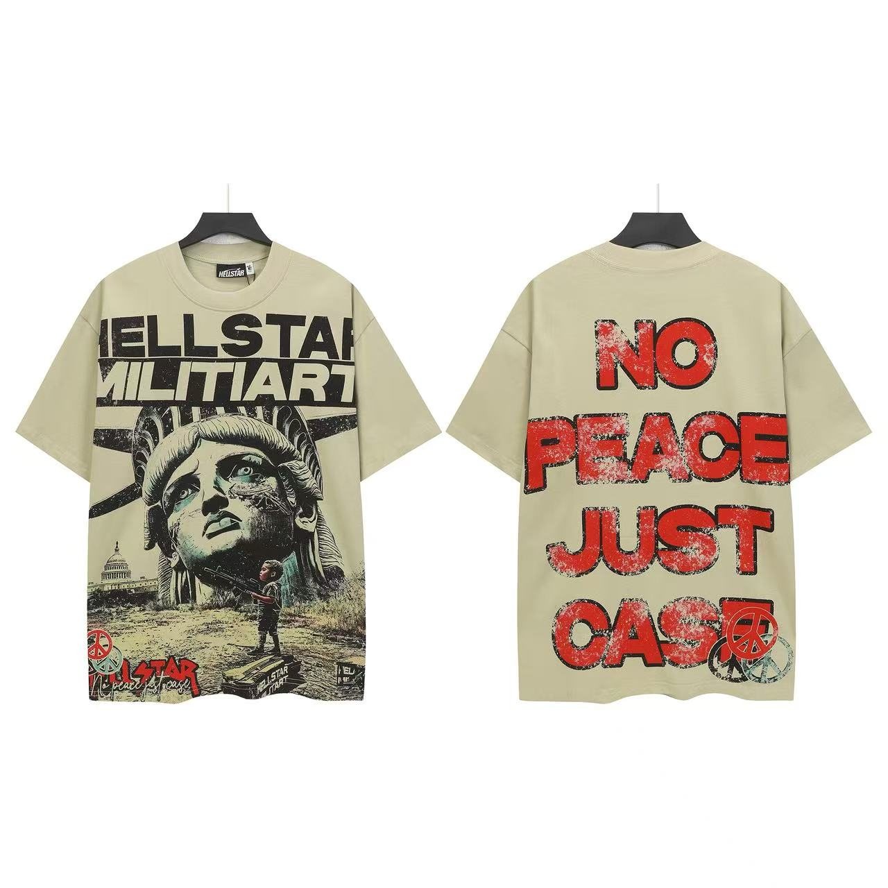 HS No Peace Just Cash Statue Graphic T-Shirt ¡ª front
