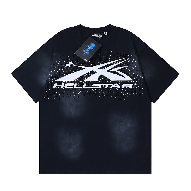 HS Washed Black Rhinestone Graphic T-Shirt ¡ª front