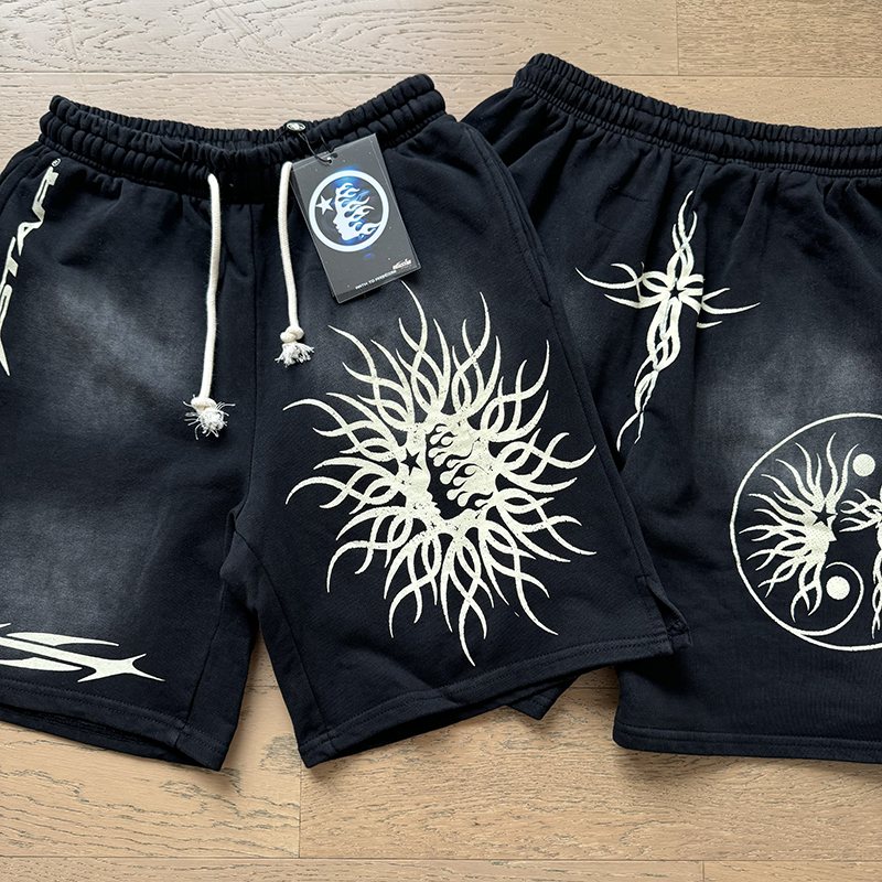 HS Washed Black Graphic Shorts ¡ª context