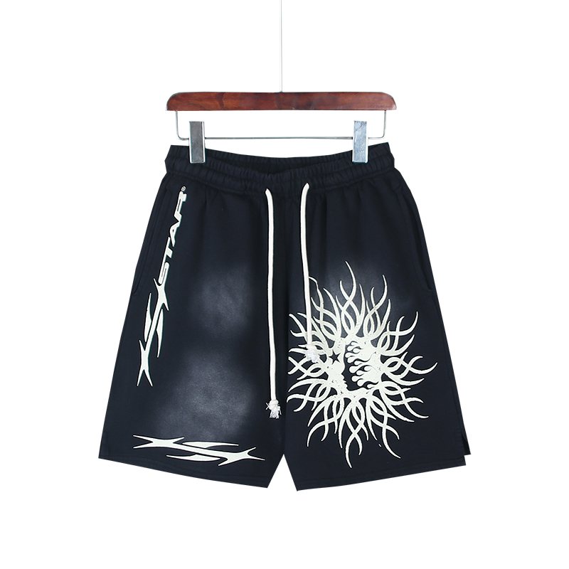 HS Washed Black Graphic Shorts ¡ª front