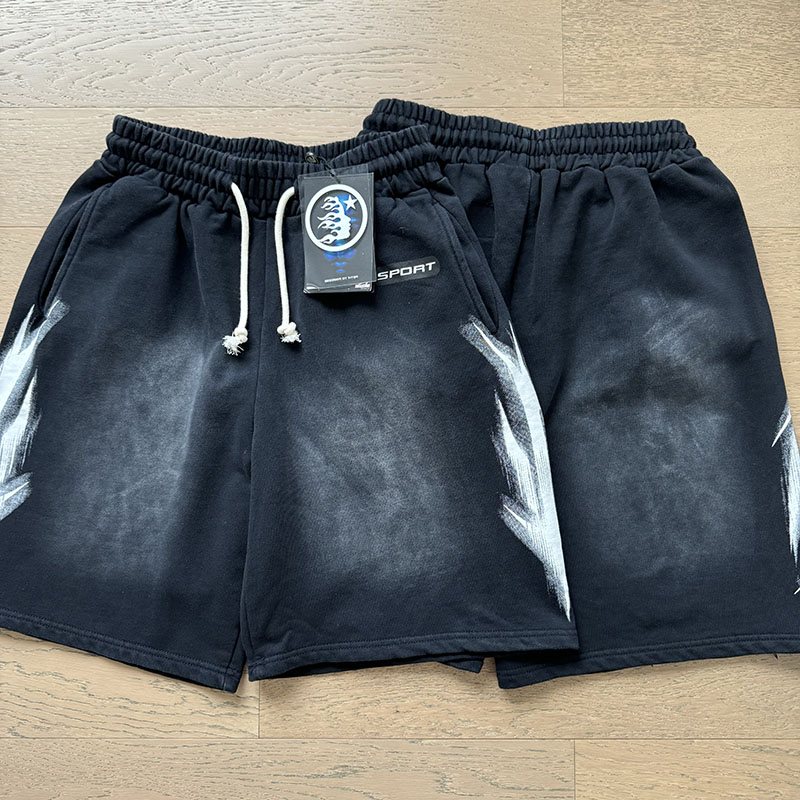 HS Washed Black Lightning Graphic Shorts ¡ª context