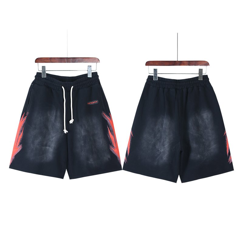 HS Washed Black Lightning Graphic Shorts ¡ª front