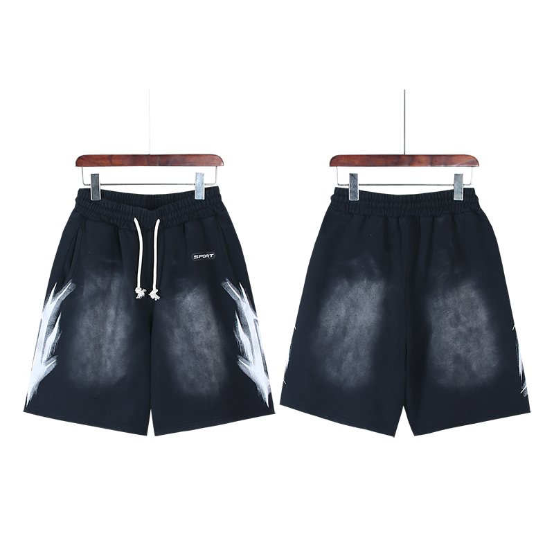 HS Washed Black Lightning Graphic Shorts ¡ª front