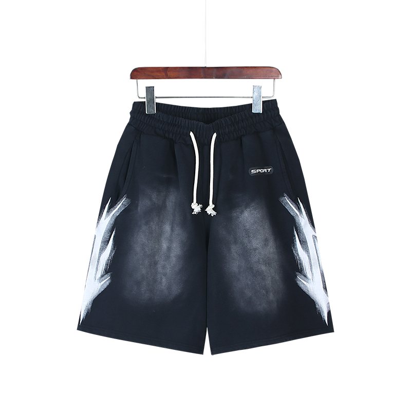 HS Washed Black Lightning Graphic Shorts ¡ª front