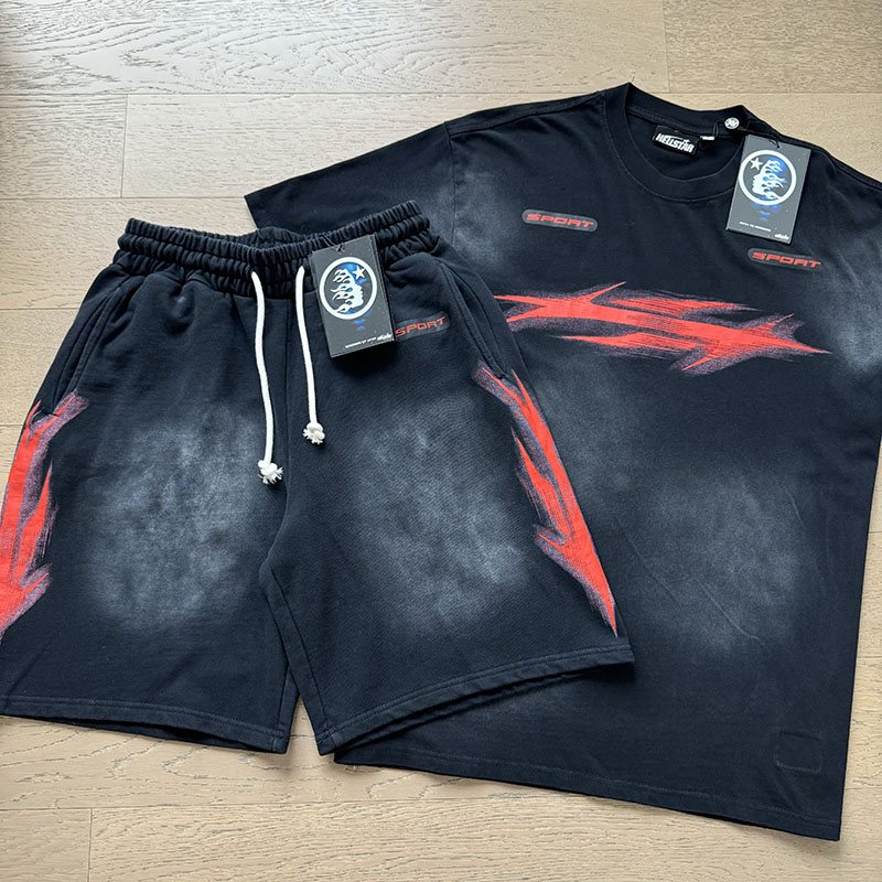 HS Washed Black Sport Graphic T-Shirt & Shorts Set ¡ª hero