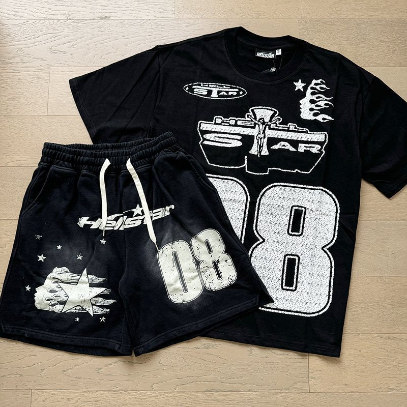 HS 08 Washed Black Graphic Shorts ¡ª context