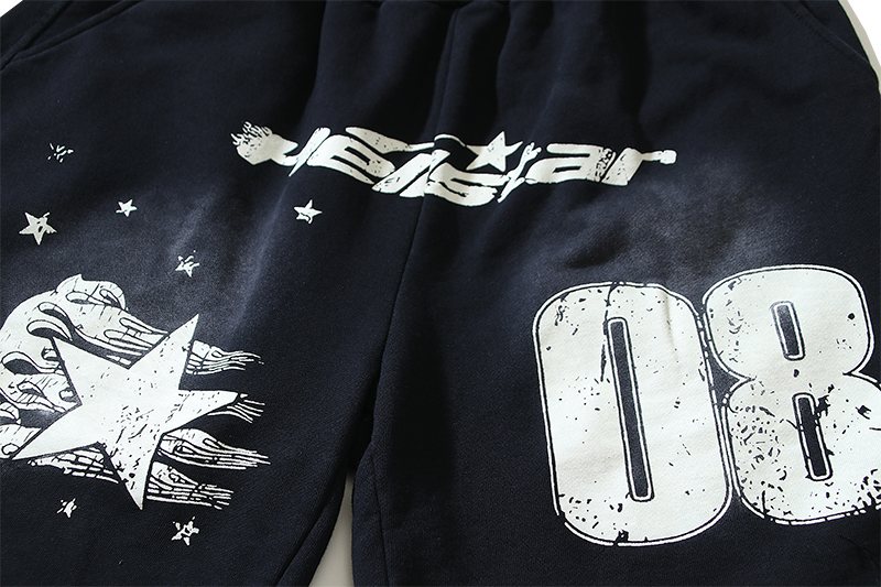 HS 08 Graphic Washed Black Shorts ¡ª detail