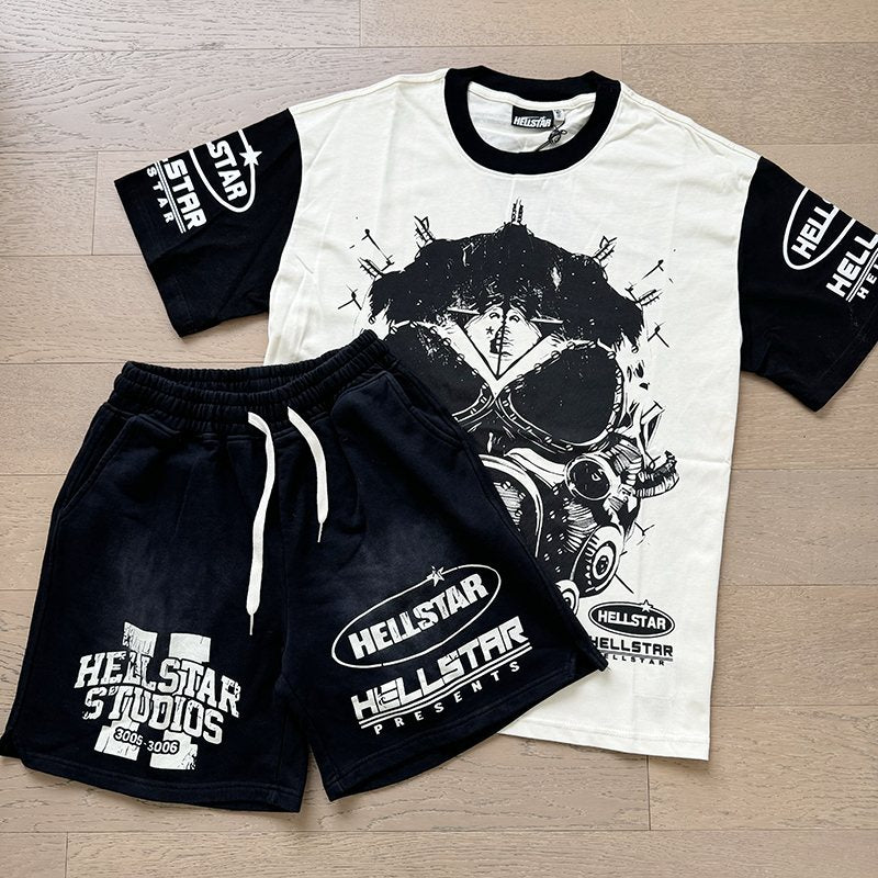 HS 08 Graphic Washed Black Shorts ¡ª context