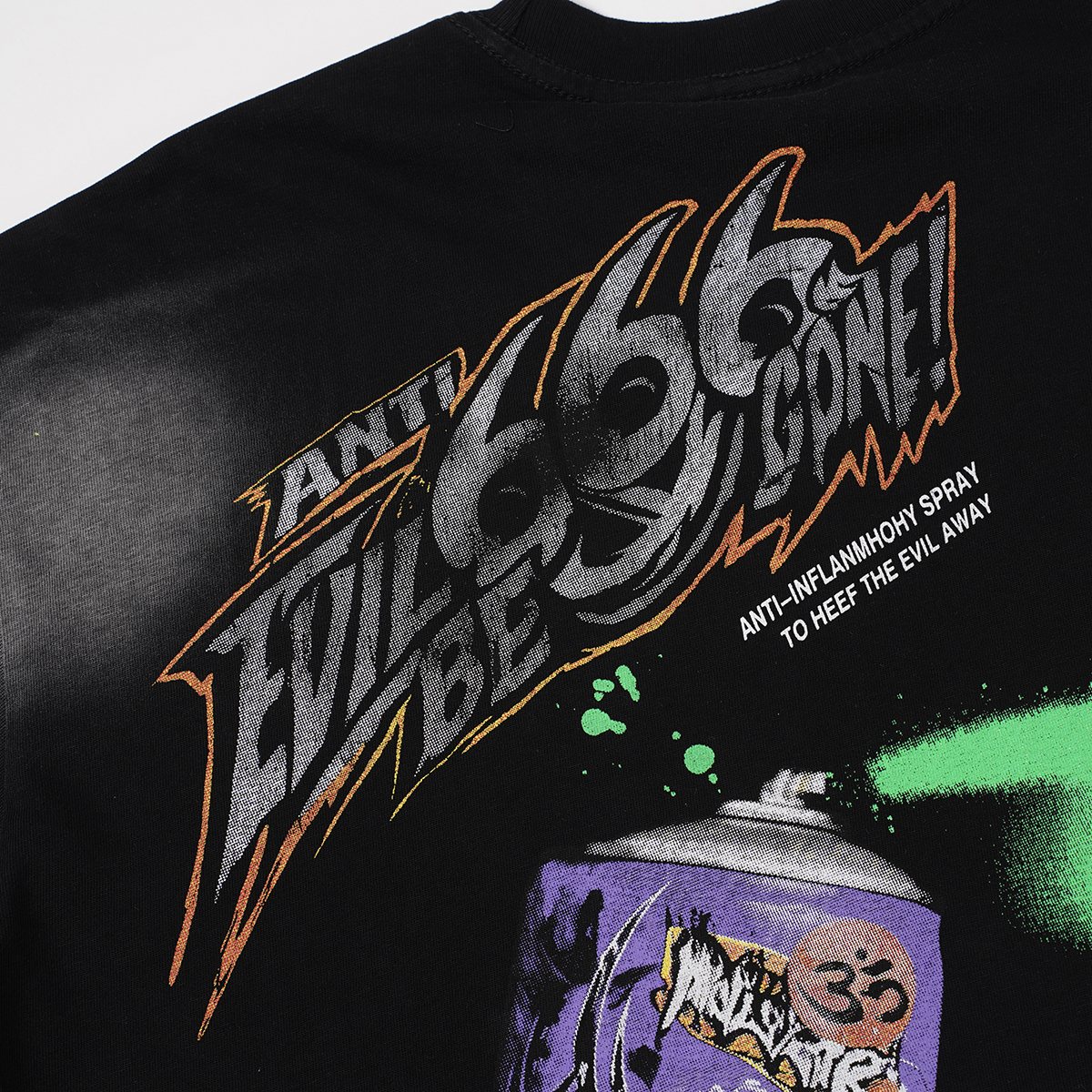 HS Washed Black Front & Back Graphic T-Shirt ¡ª detail