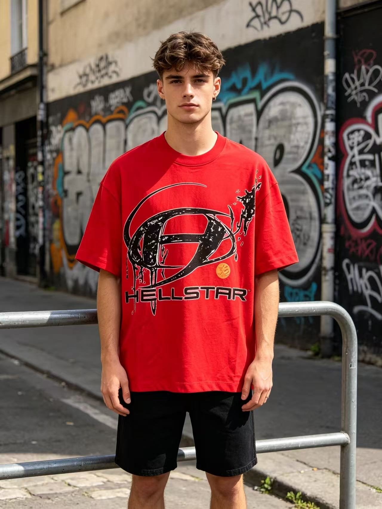 HS Red Graphic Short-Sleeve T-Shirt ¡ª model
