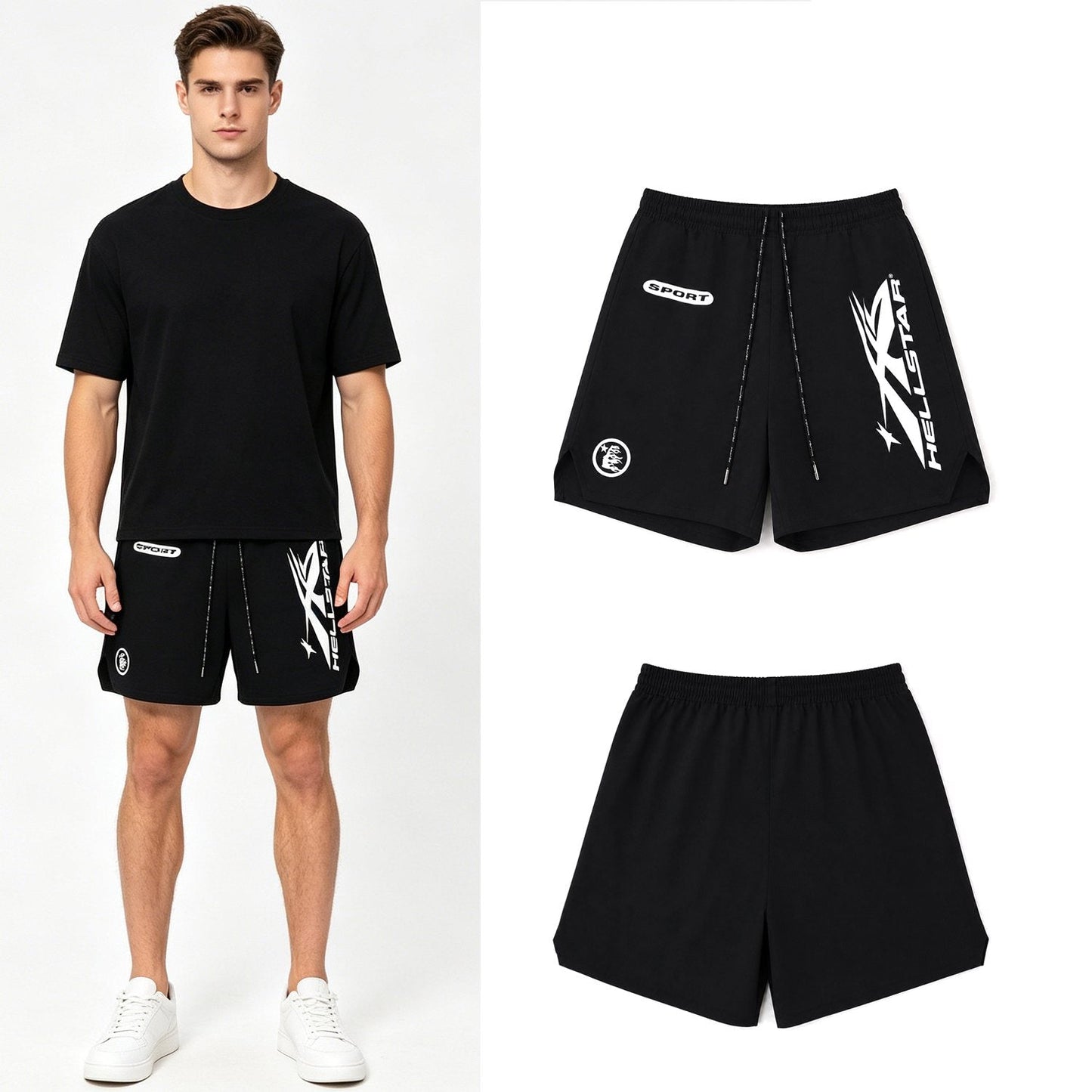 HS Sport Graphic Shorts - Black ¡ª context