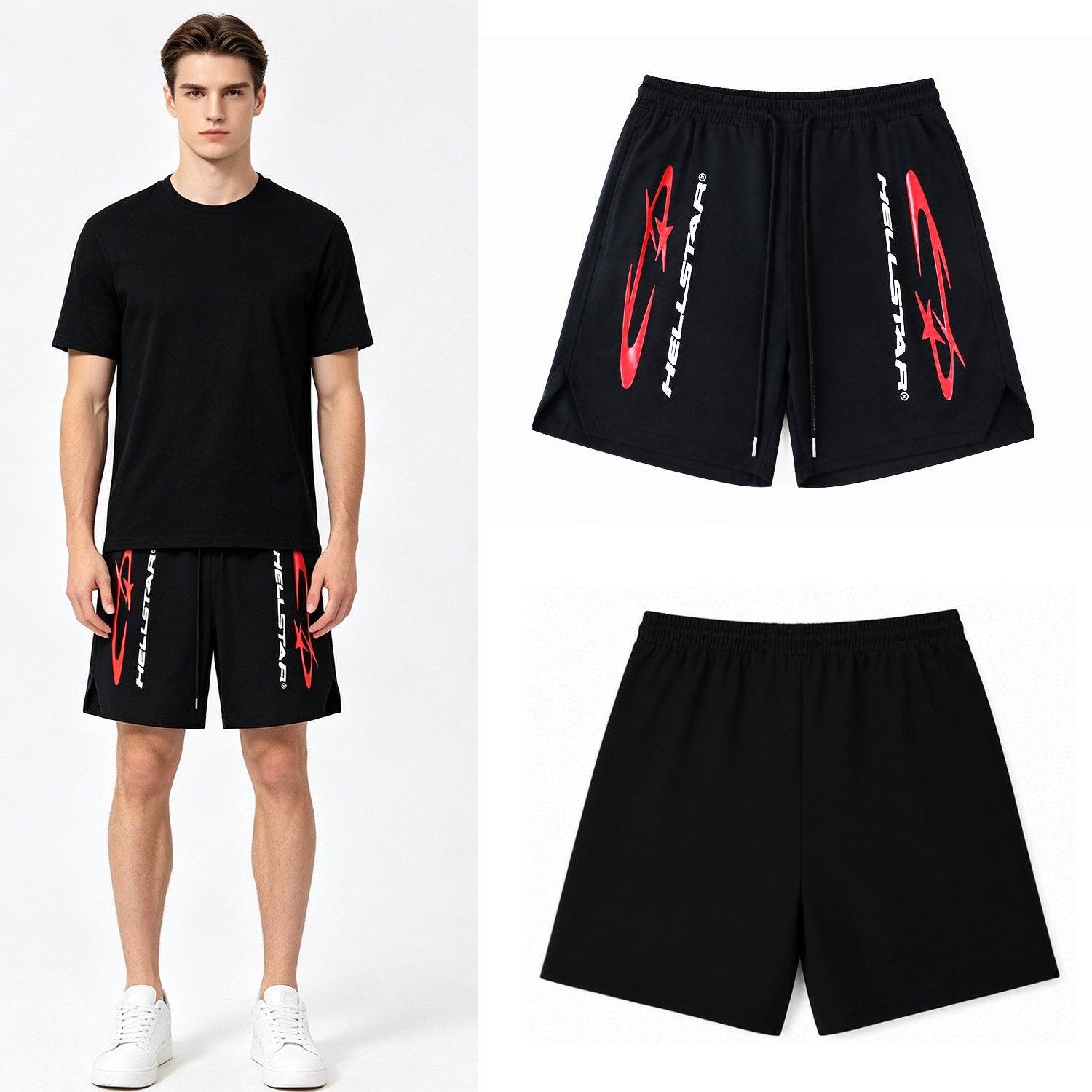 HS Red Label Graphic Shorts - Black ¡ª context