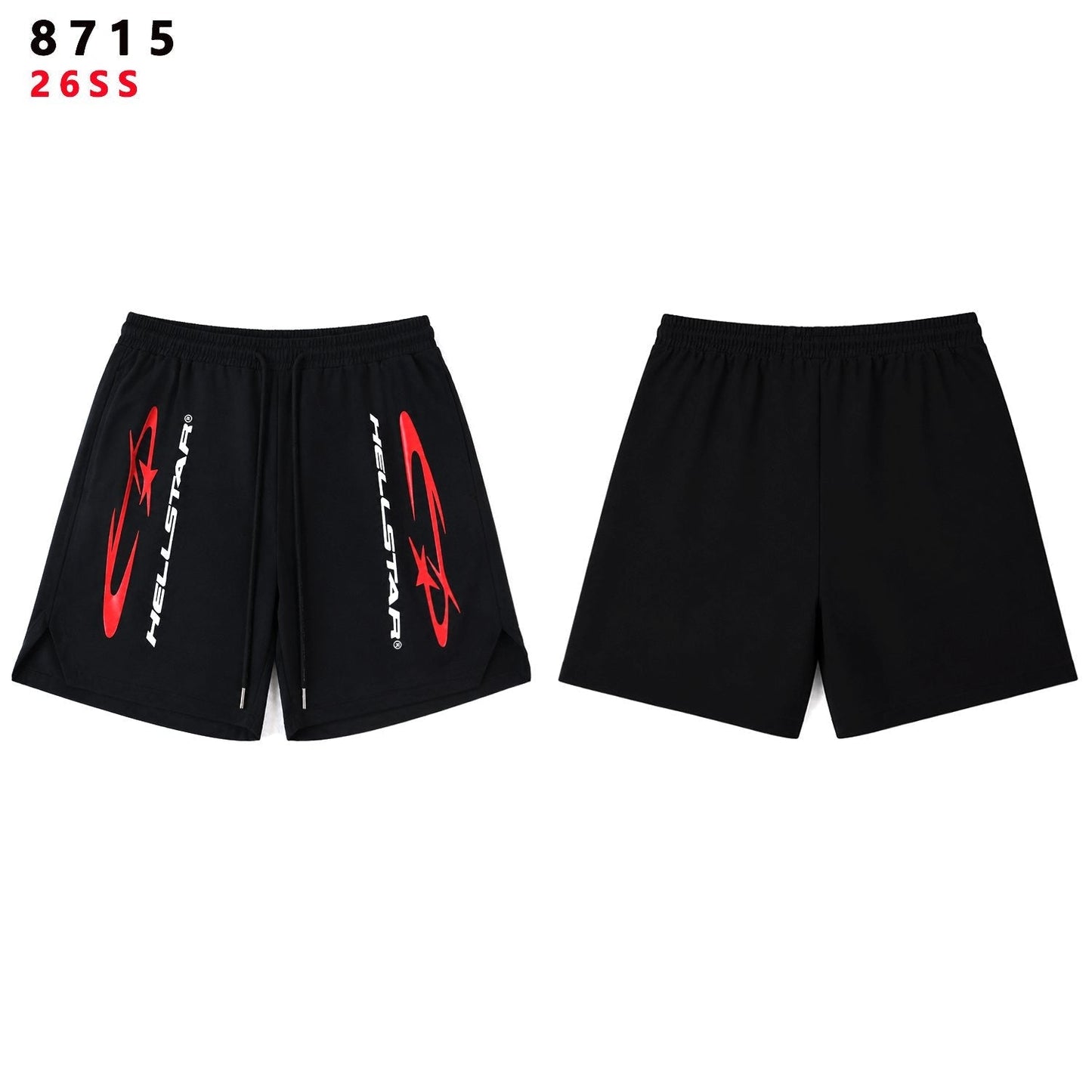HS Red Label Graphic Shorts - Black ¡ª front