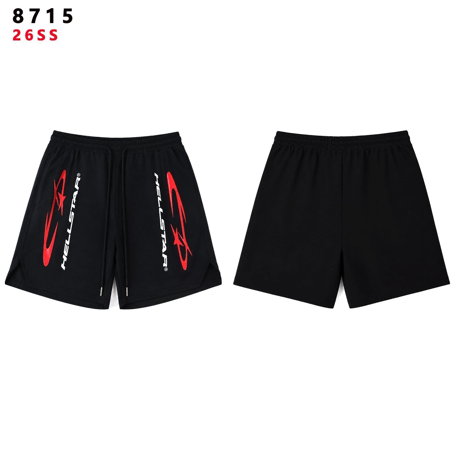 HS Red Label Graphic Shorts - Black ¡ª front