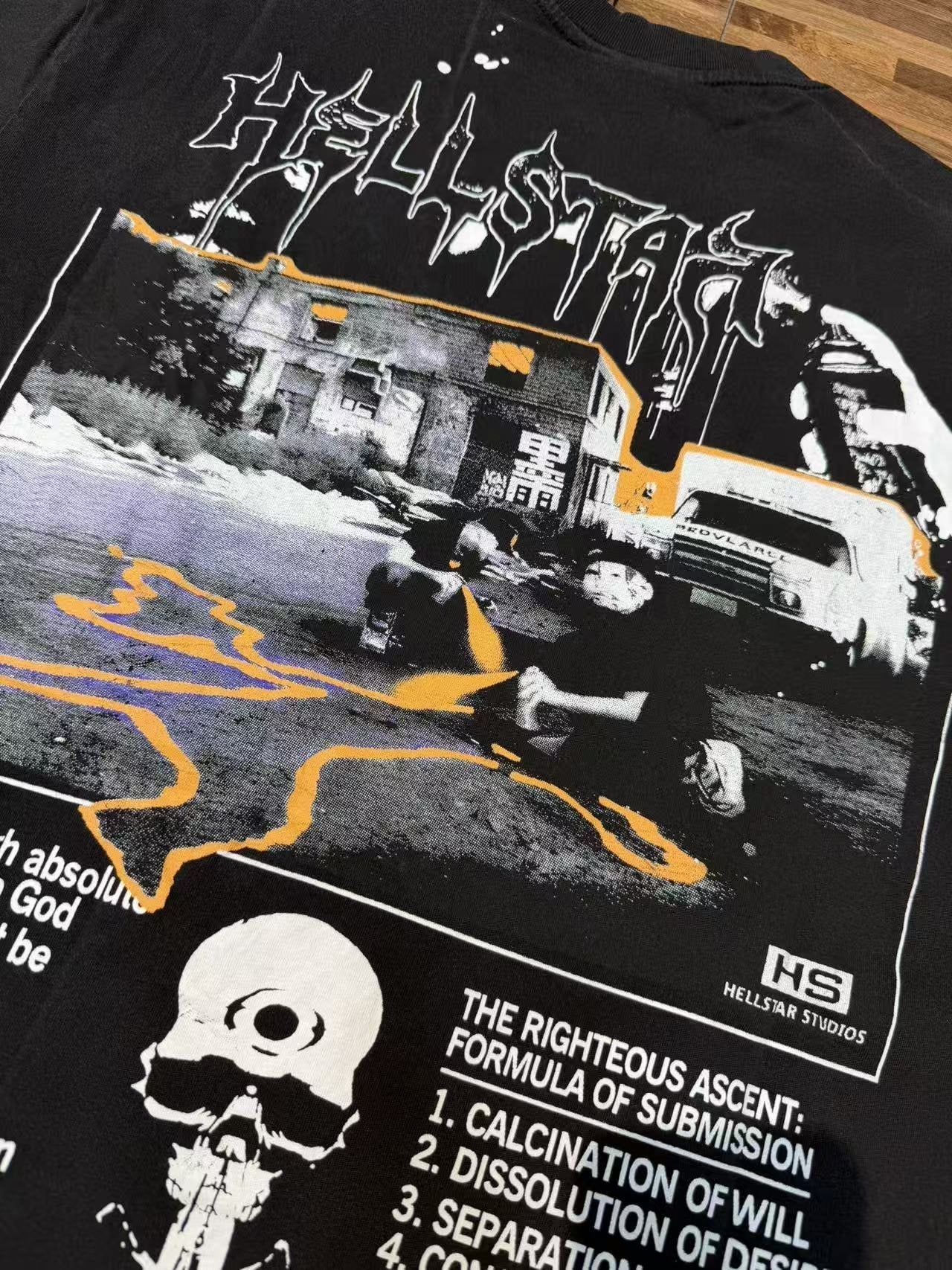 HS Washed Black Front & Back Graphic T-Shirt ¡ª detail