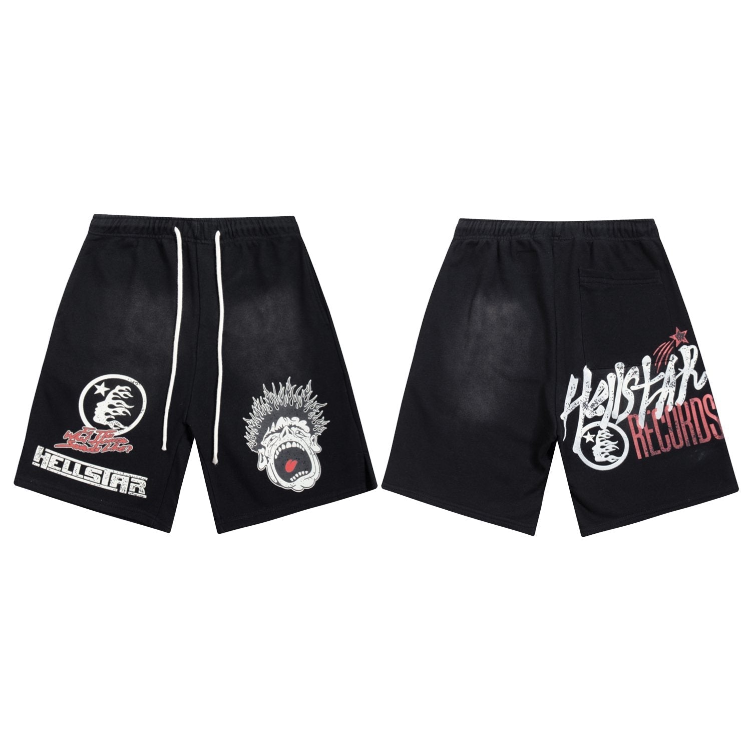 HS Records Graphic Drawstring Shorts ¡ª front