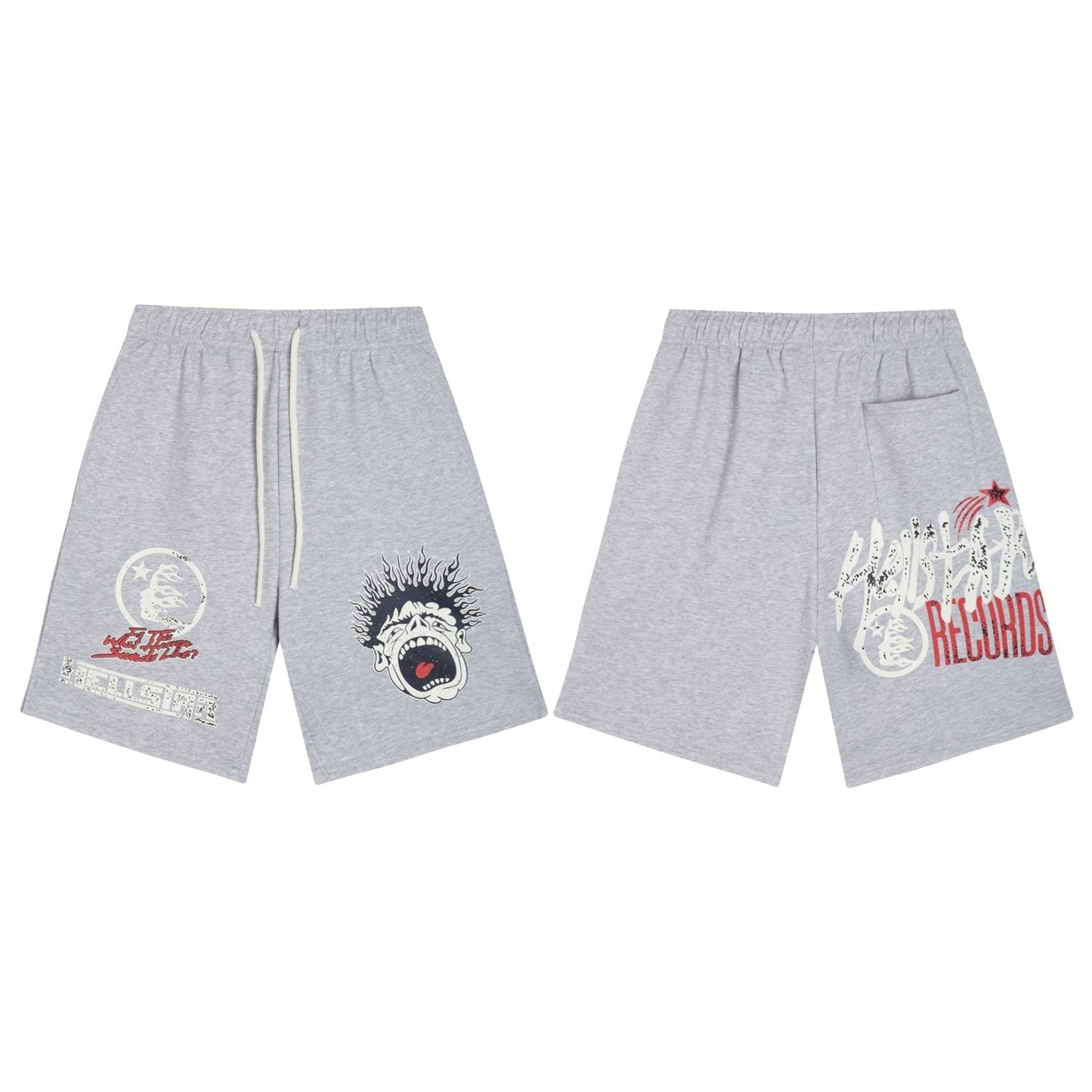HS Records Graphic Drawstring Shorts ¡ª front