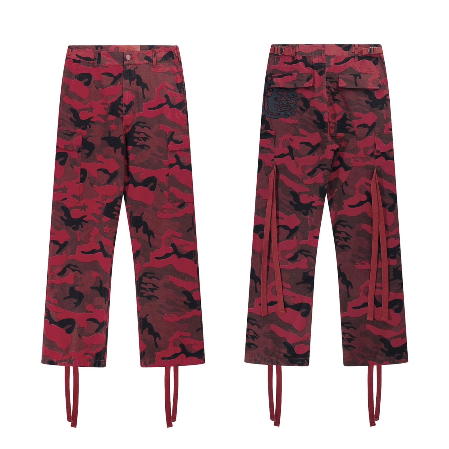 HS Camo Cargo Pants with Strap Details ¡ª front