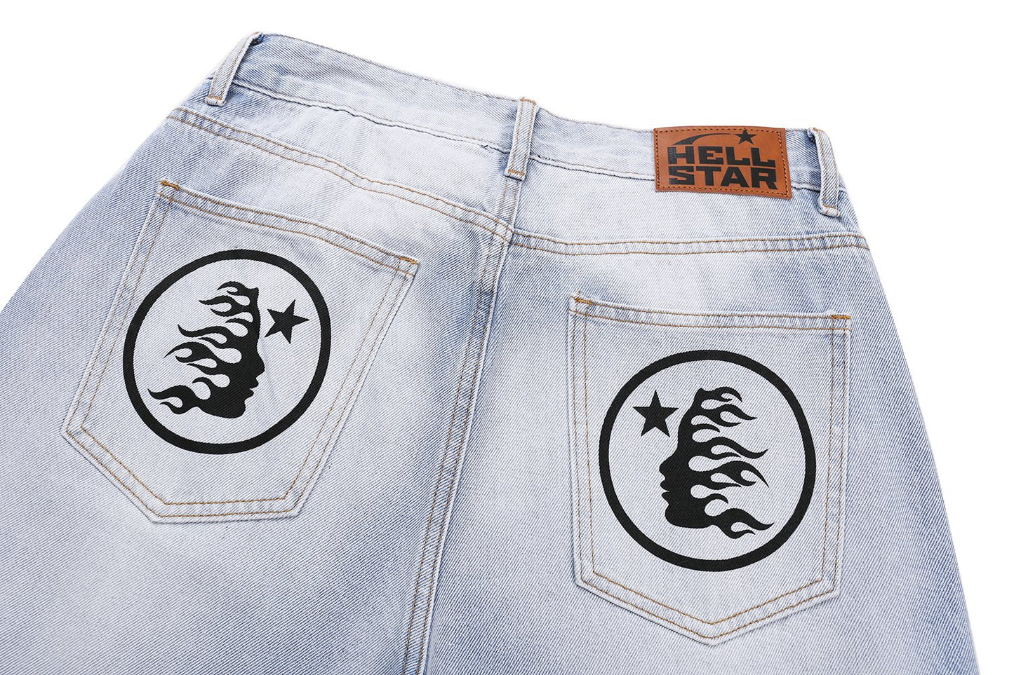HS Light Blue Washed Graphic Jeans ¡ª detail