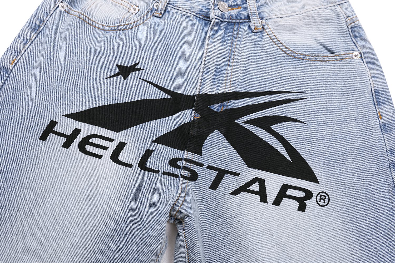 HS Light Blue Washed Graphic Jeans ¡ª detail