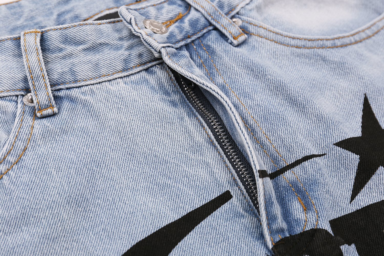 HS Light Blue Washed Graphic Jeans ¡ª detail