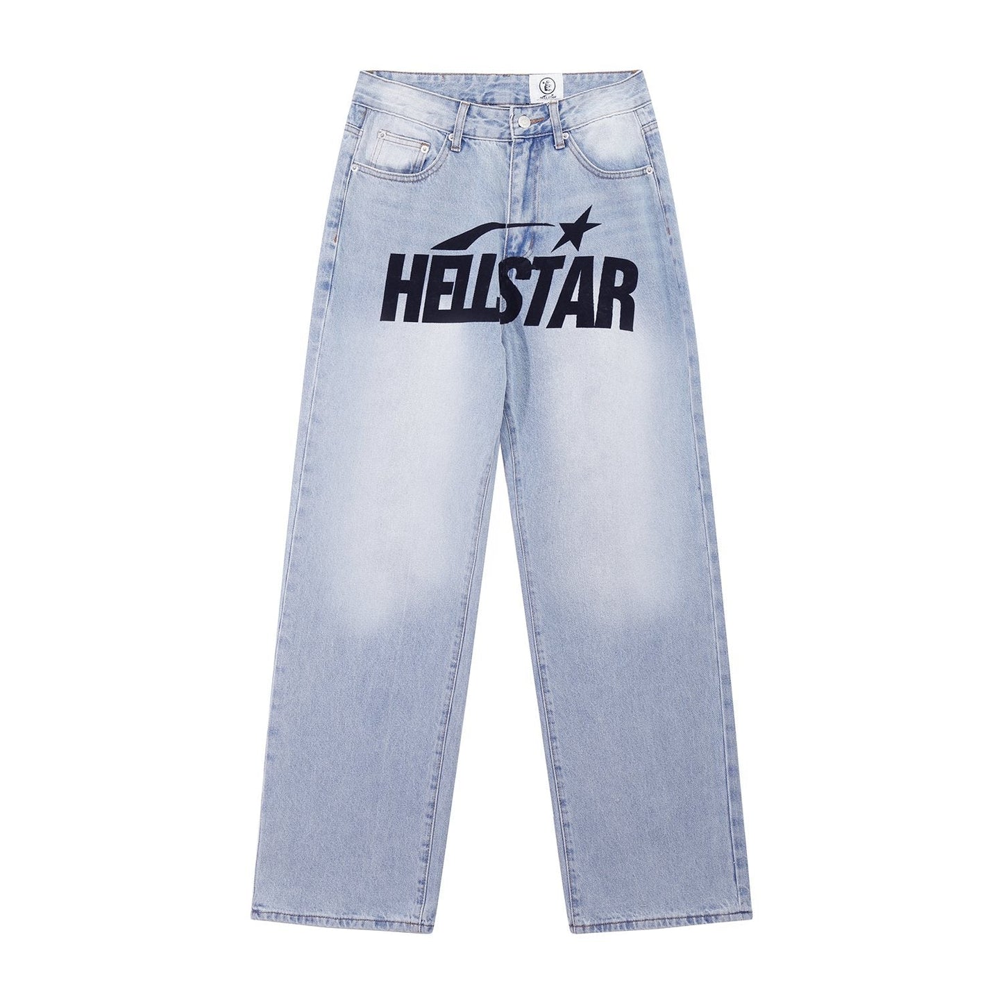 HS Light Blue Washed Graphic Jeans ¡ª front