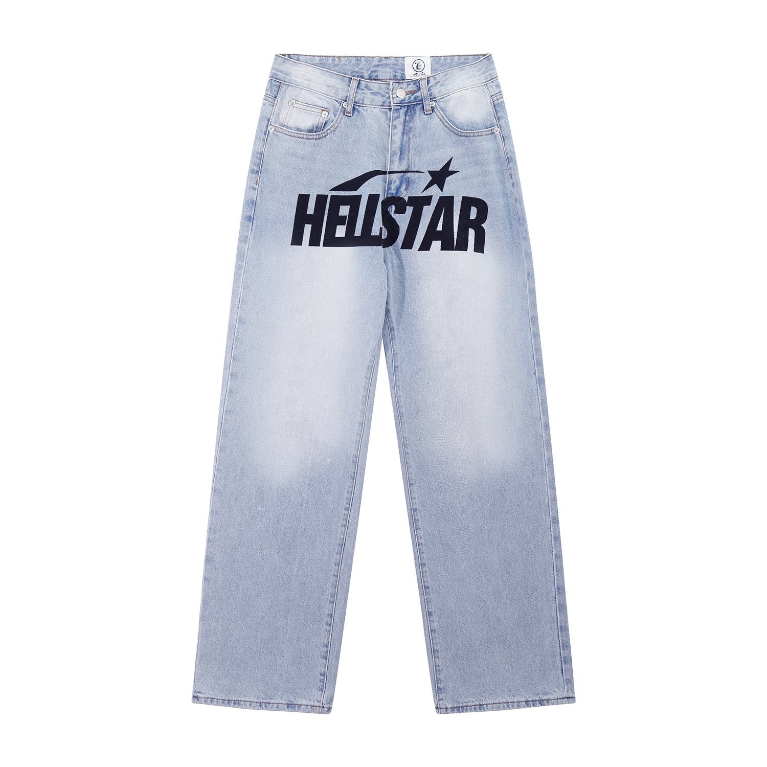 HS Light Blue Washed Graphic Jeans ¡ª front