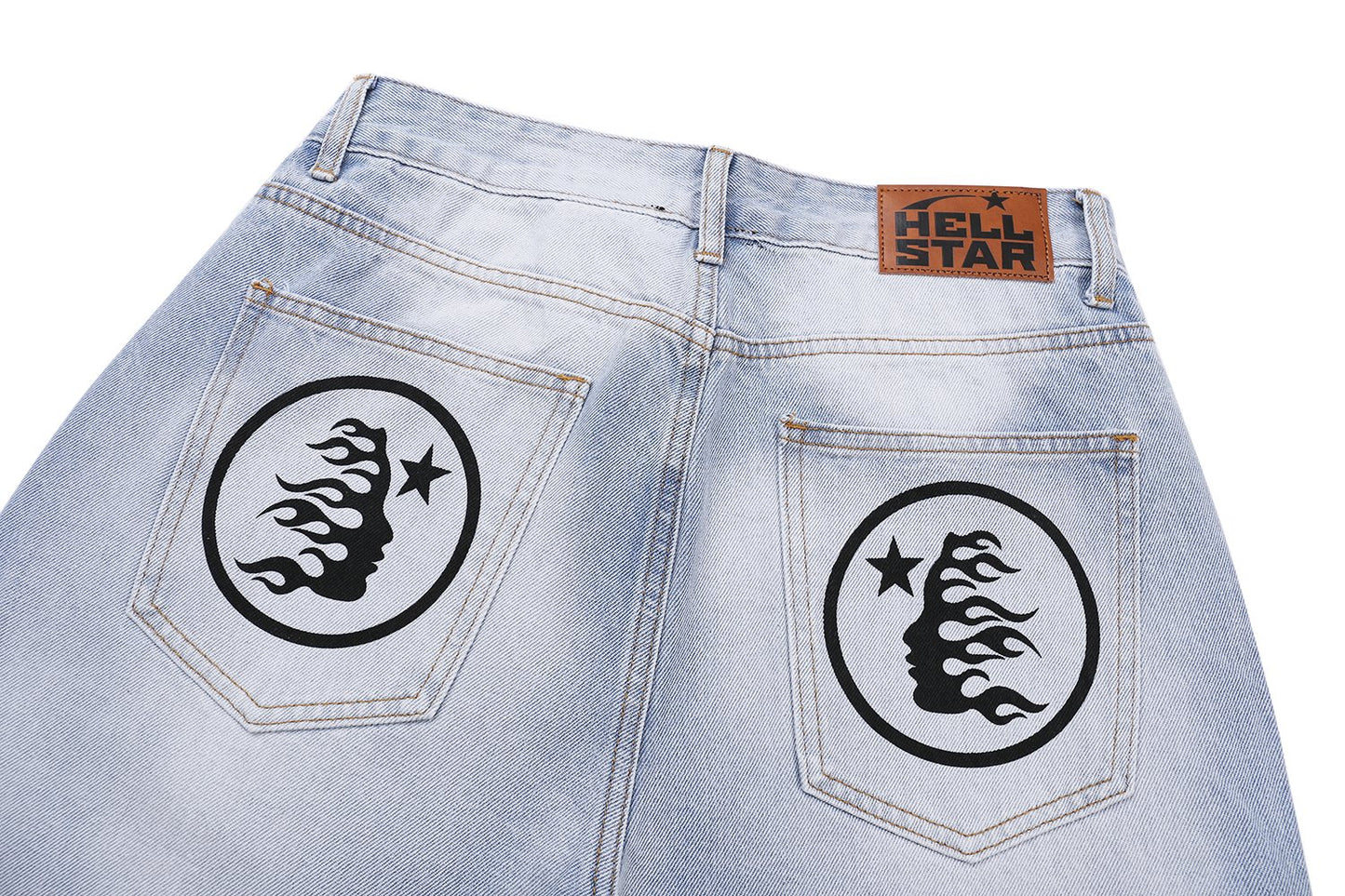 HS Light Blue Washed Graphic Jeans ¡ª detail