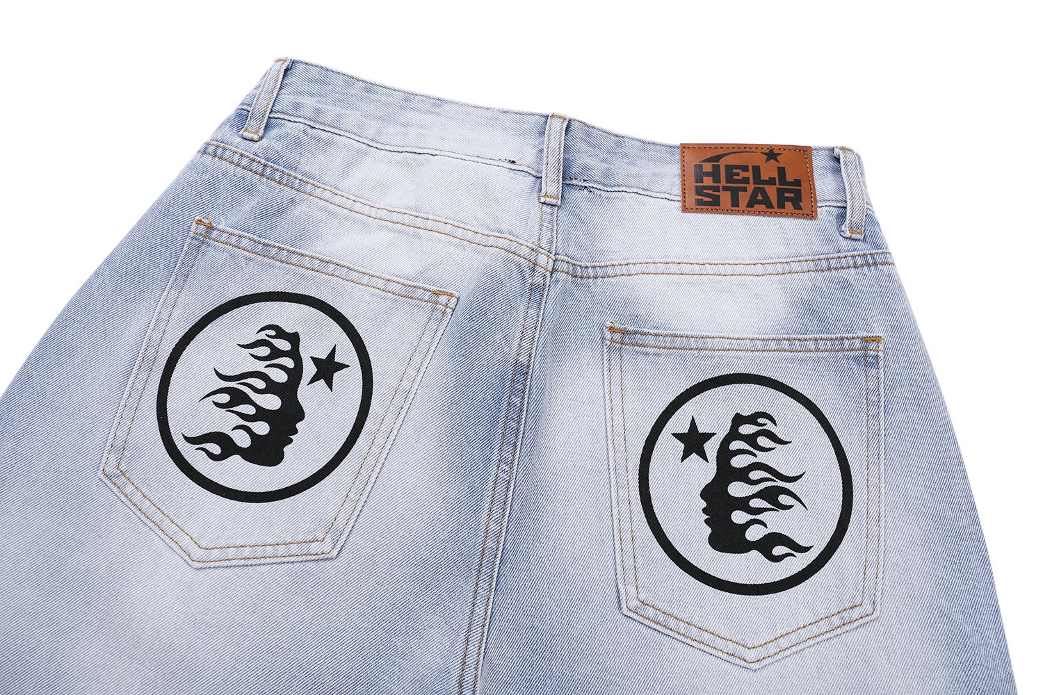 HS Light Blue Washed Graphic Jeans ¡ª detail
