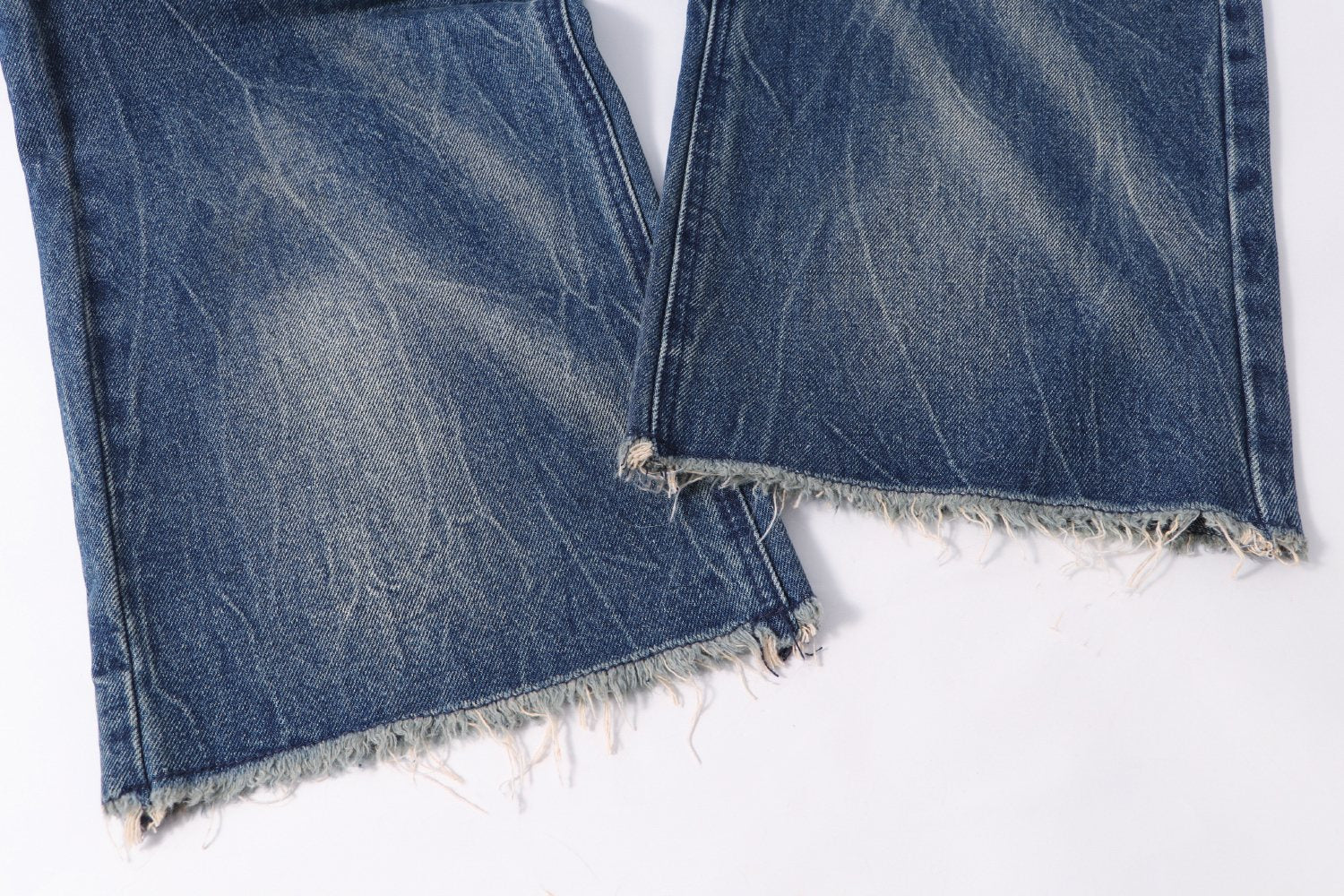 HS Washed Blue Distressed Straight-Leg Jeans ¡ª detail