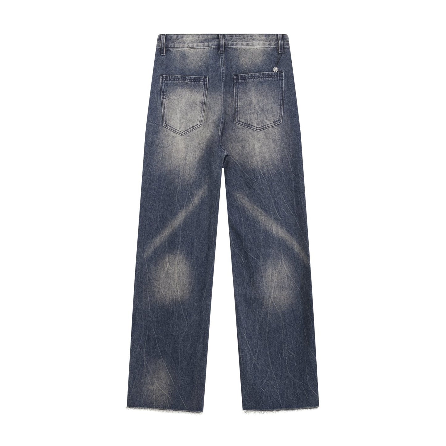 HS Washed Blue Distressed Straight-Leg Jeans ¡ª back