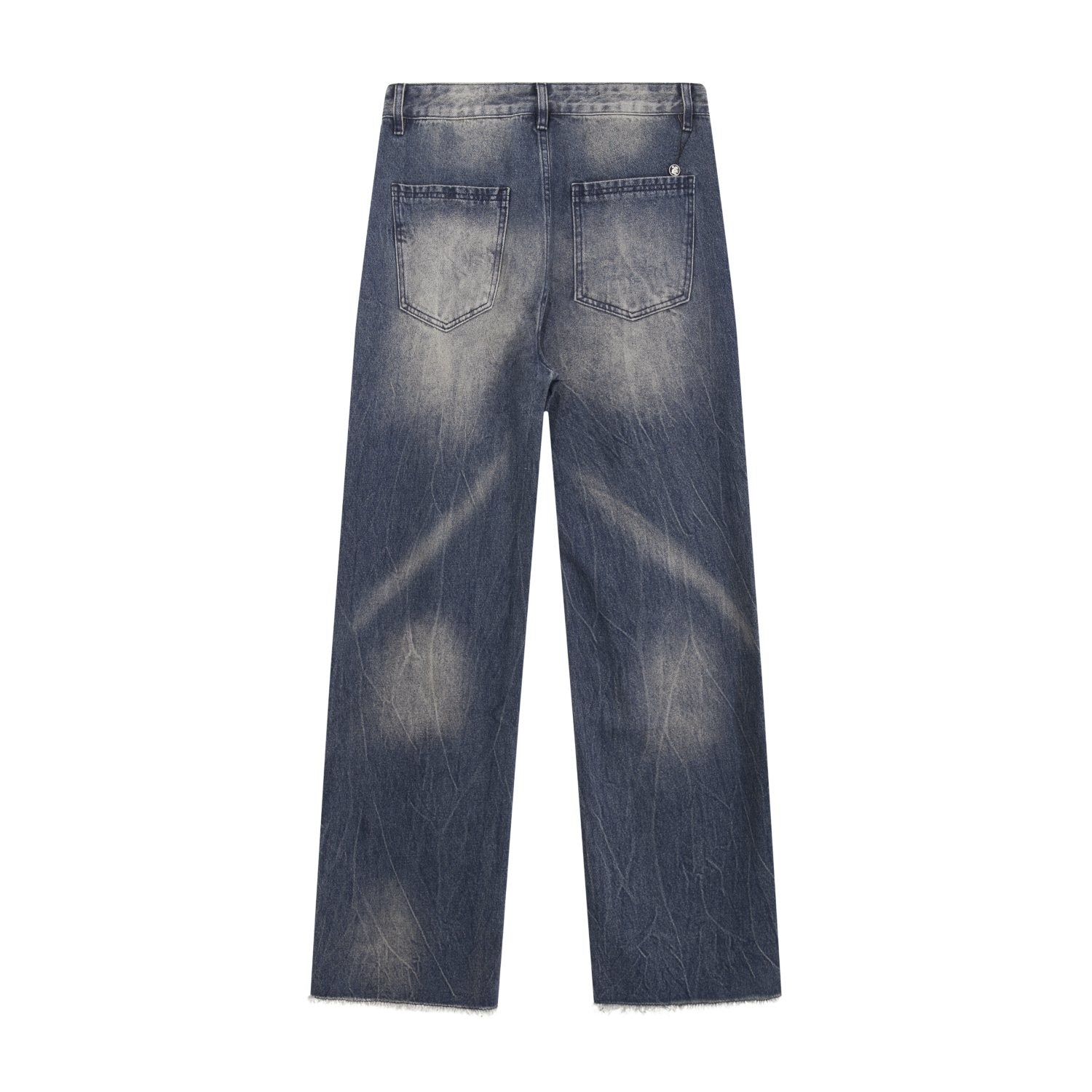 HS Washed Blue Distressed Straight-Leg Jeans ¡ª back
