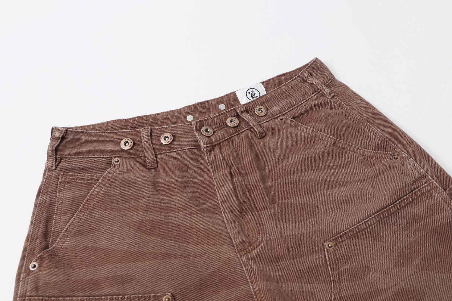 HS Brown Tonal Logo Denim Shorts ¡ª detail