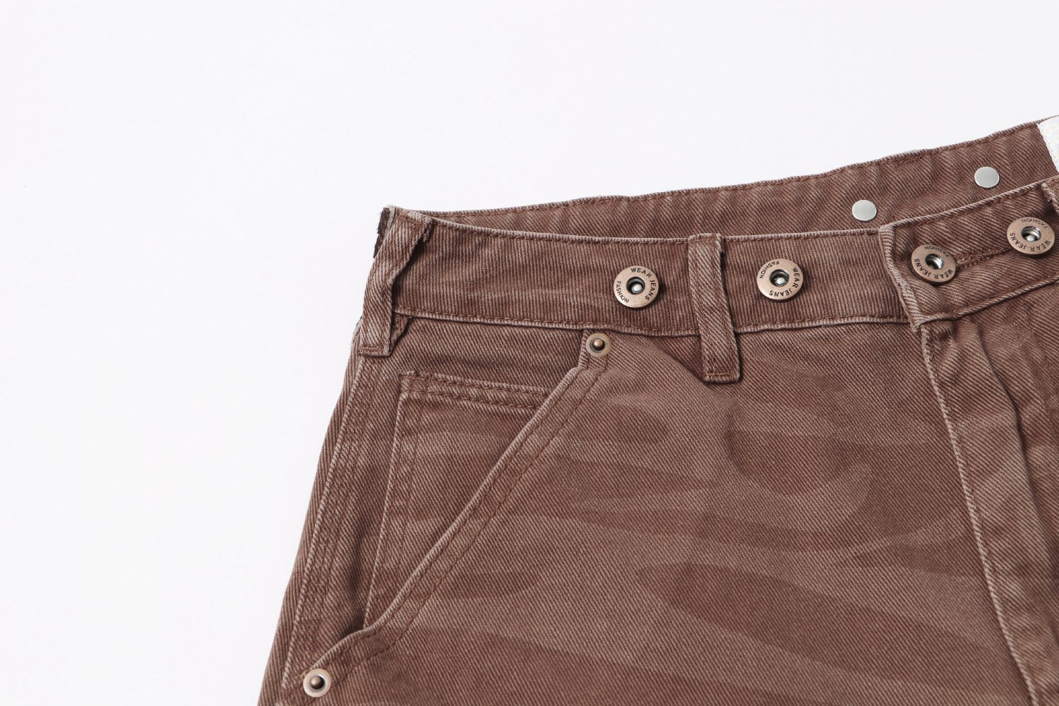 HS Brown Tonal Logo Denim Shorts ¡ª detail