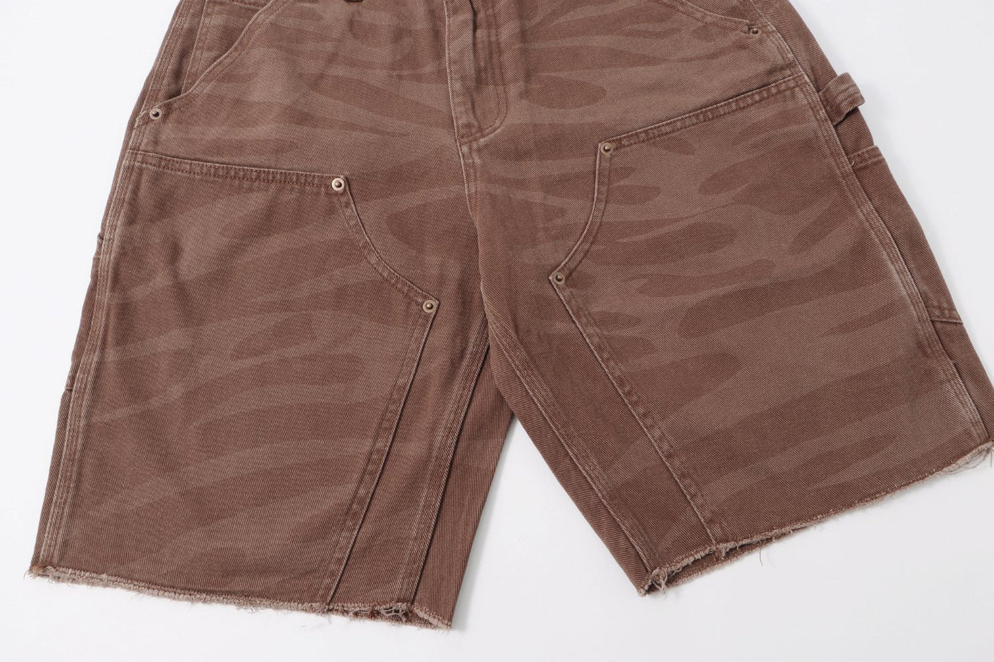 HS Brown Tonal Logo Denim Shorts ¡ª detail