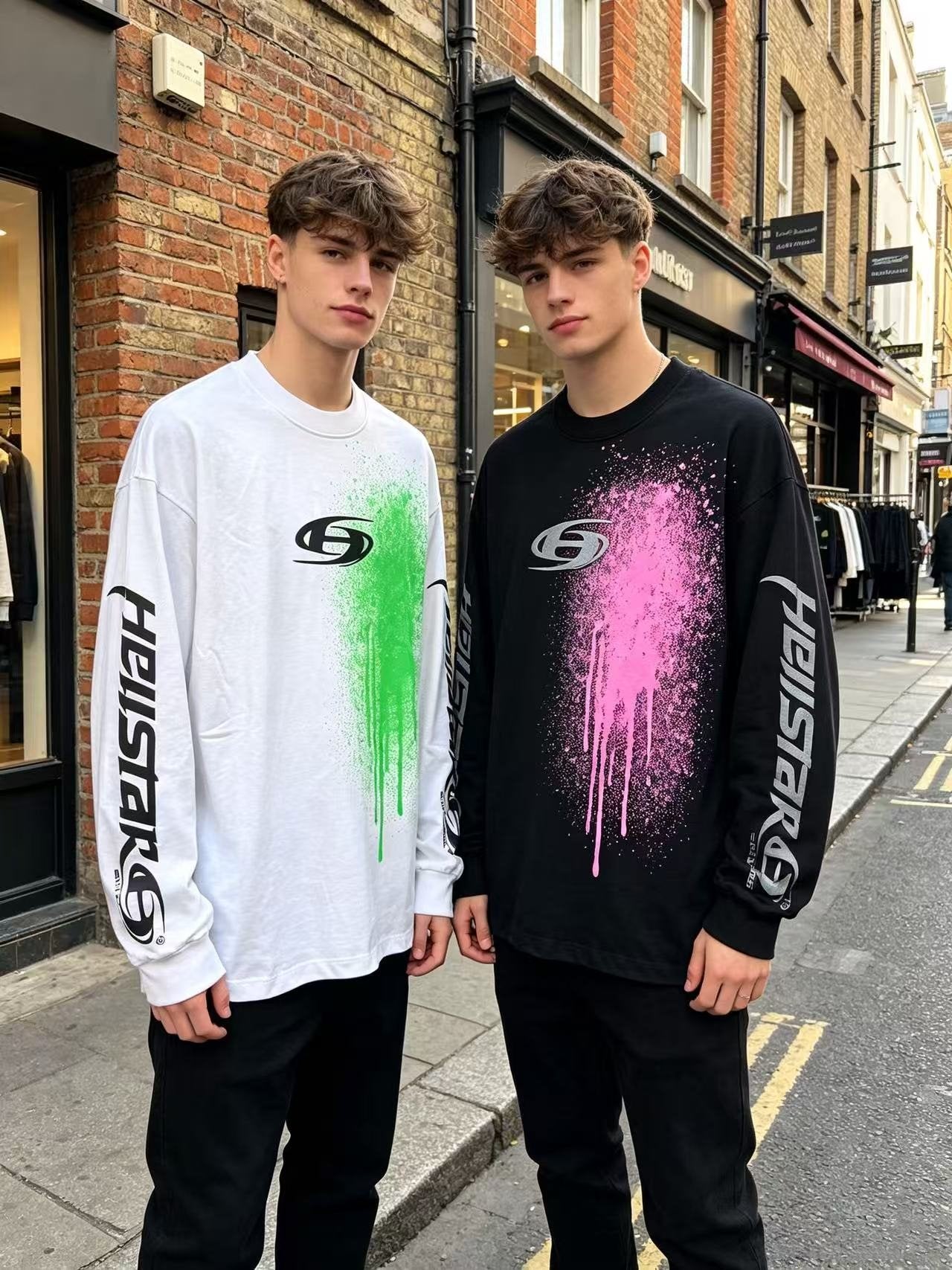 HS Paint-Drip Graphic Long-Sleeve T-Shirt ¡ª context